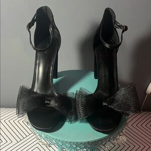 Forever 21 Black Bow Heels